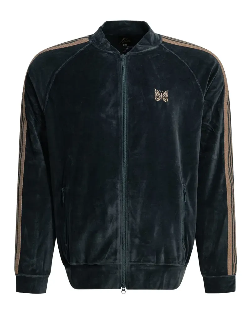 NEEDLES velour side-stripe sweater - Blau Blau