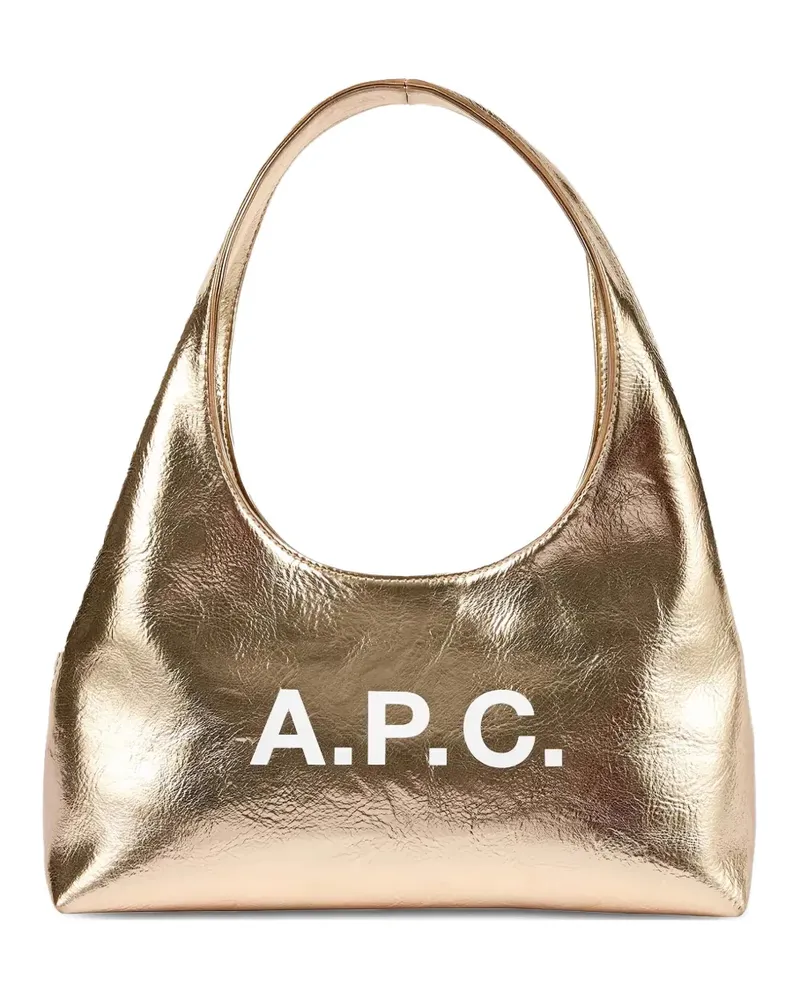 A.P.C. Mini Ninon Schultertasche mit Metallic-Logo - Gold Gold