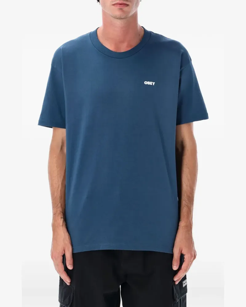 Obey T-Shirt mit World in Flames-Print - Blau Blau