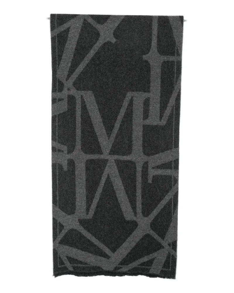 Marc O'Polo logo-intarsia frayed scarf - Schwarz Schwarz