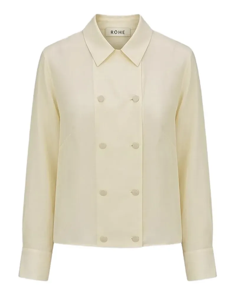 Róhe double-breasted silk top - Nude Nude