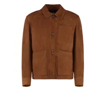 Wildlederjacke mit Knopfleiste - Braun