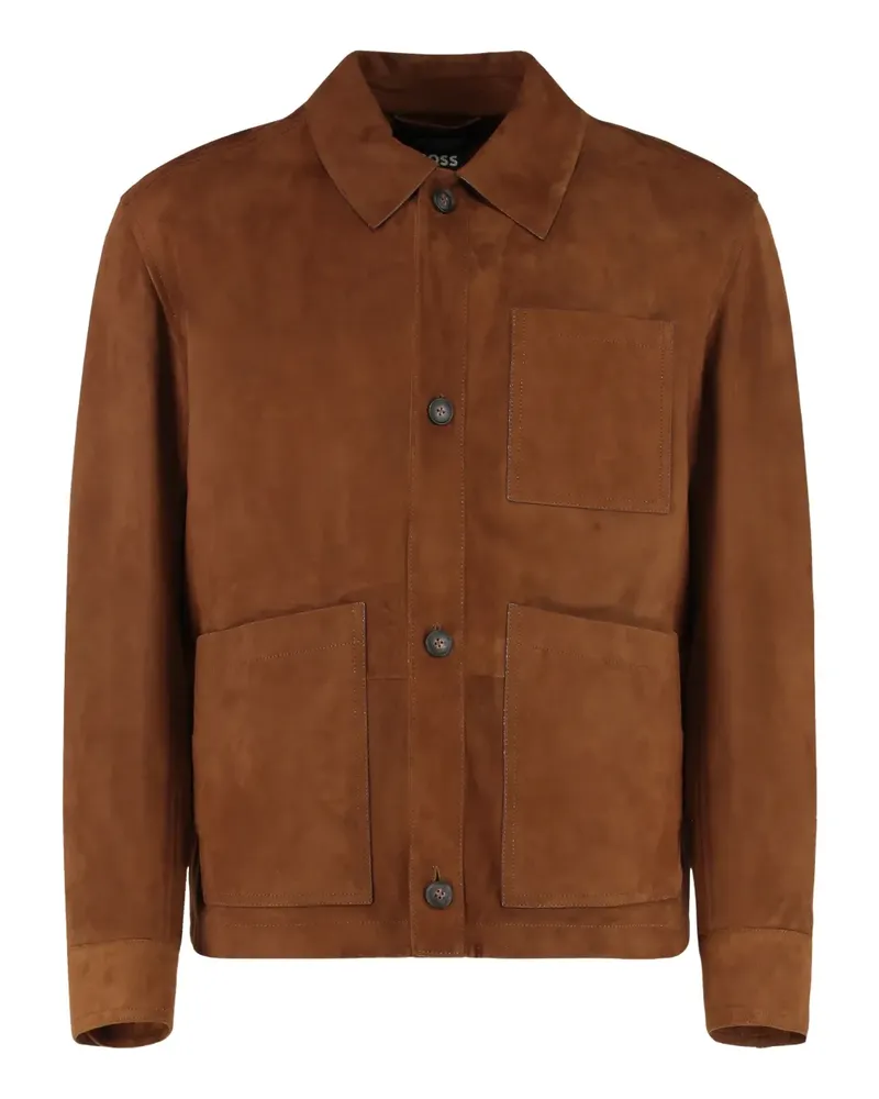 HUGO BOSS Wildlederjacke mit Knopfleiste - Braun Braun