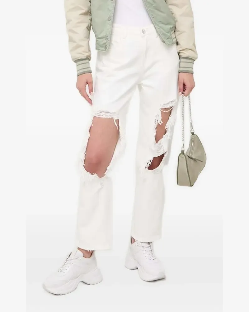 Miss Sixty Ausgefranste Jeans mit Perlen - Weiß Weiß
