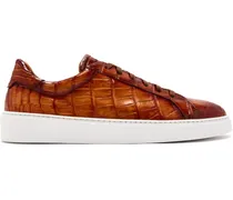 Sneakers mit Kroko-Prägung - Braun