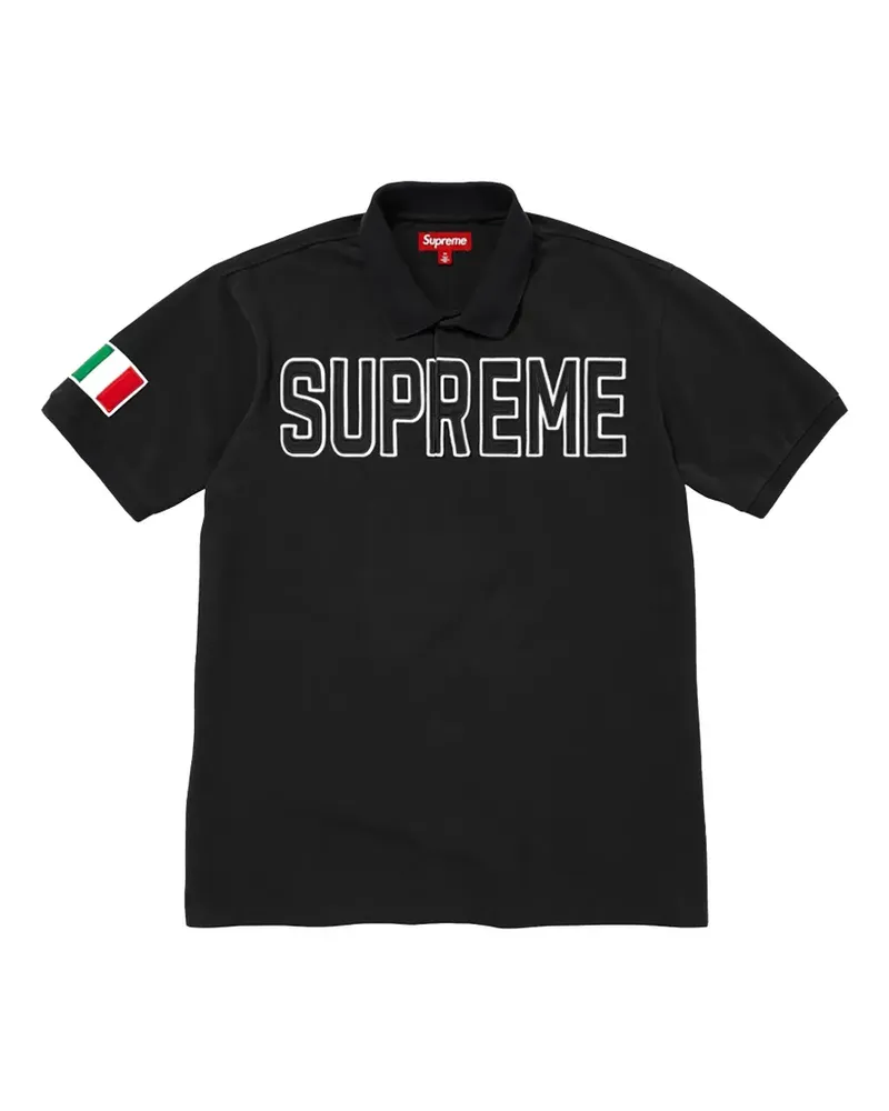 Supreme Being twill-appliqué polo shirt - Schwarz Schwarz