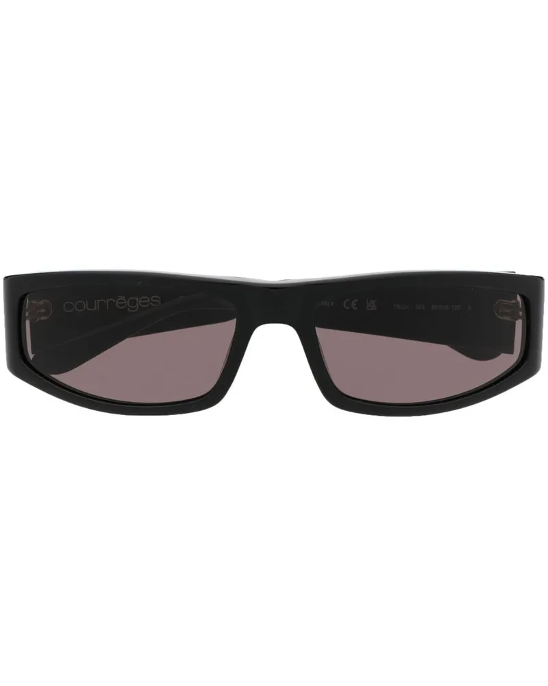 Courrèges Sonnenbrille mit Logo-Print - Schwarz Schwarz