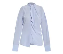 Drapierte Seidenbluse - Blau
