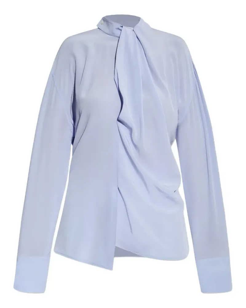 Victoria Beckham Drapierte Seidenbluse - Blau Blau