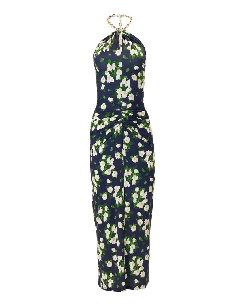 Carolina Herrera New York floral-print jersey halterneck dress - Blau Blau