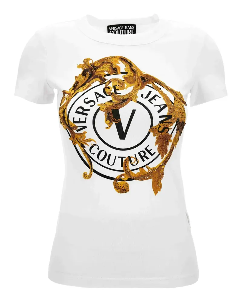 Versace Jeans T-Shirt mit Barock-Logo - Weiß Weiß