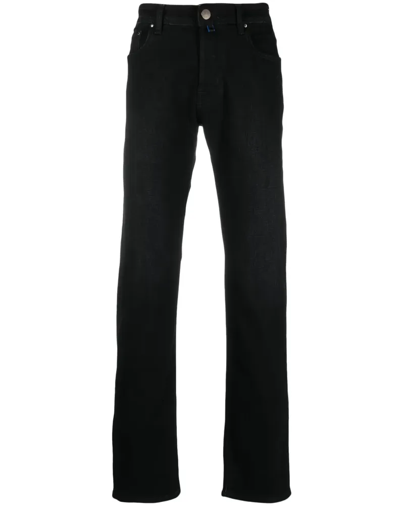 Jacob Cohën Straight-Leg-Jeans mit Logo-Patch - Schwarz Schwarz