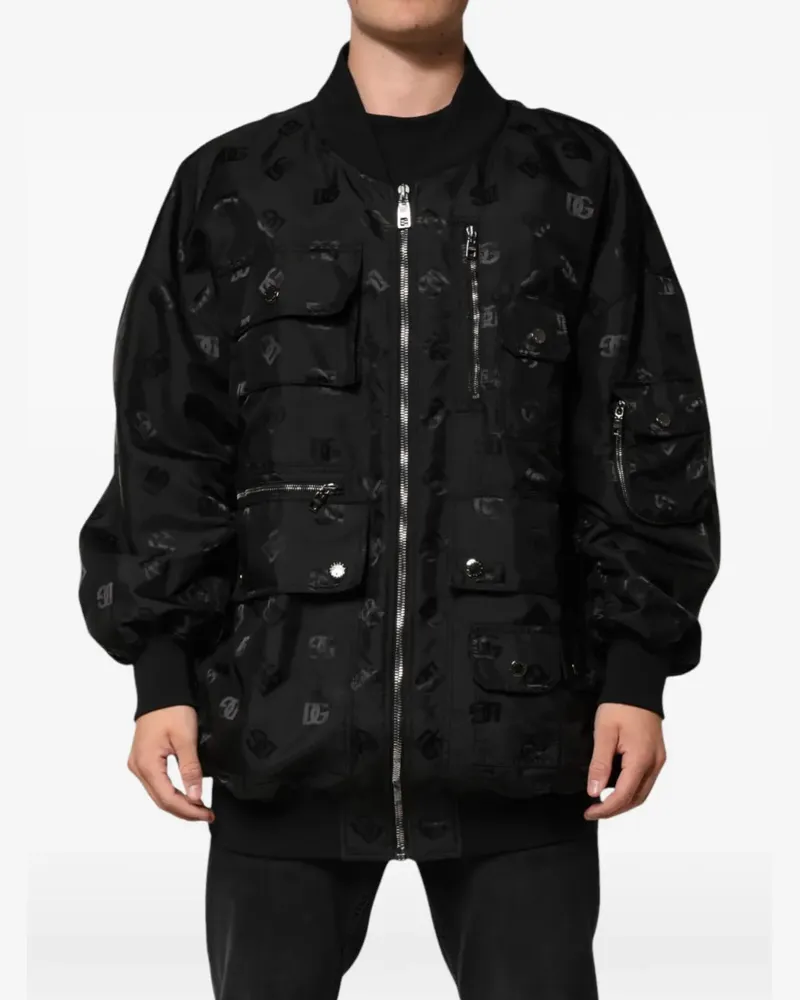 Dolce & Gabbana Logo Mania Jacke mit aufgesetzten Taschen - Schwarz Schwarz
