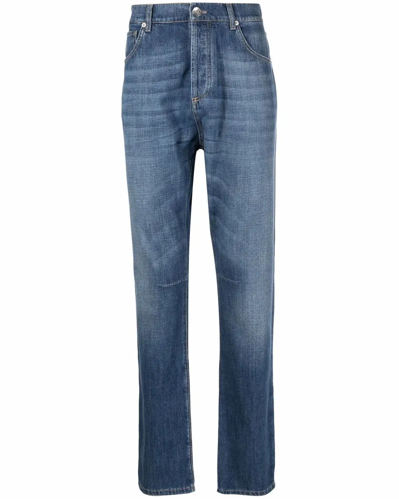 Brunello Cucinelli Ausgeblichene Straight-Leg-Jeans - Blau Blau