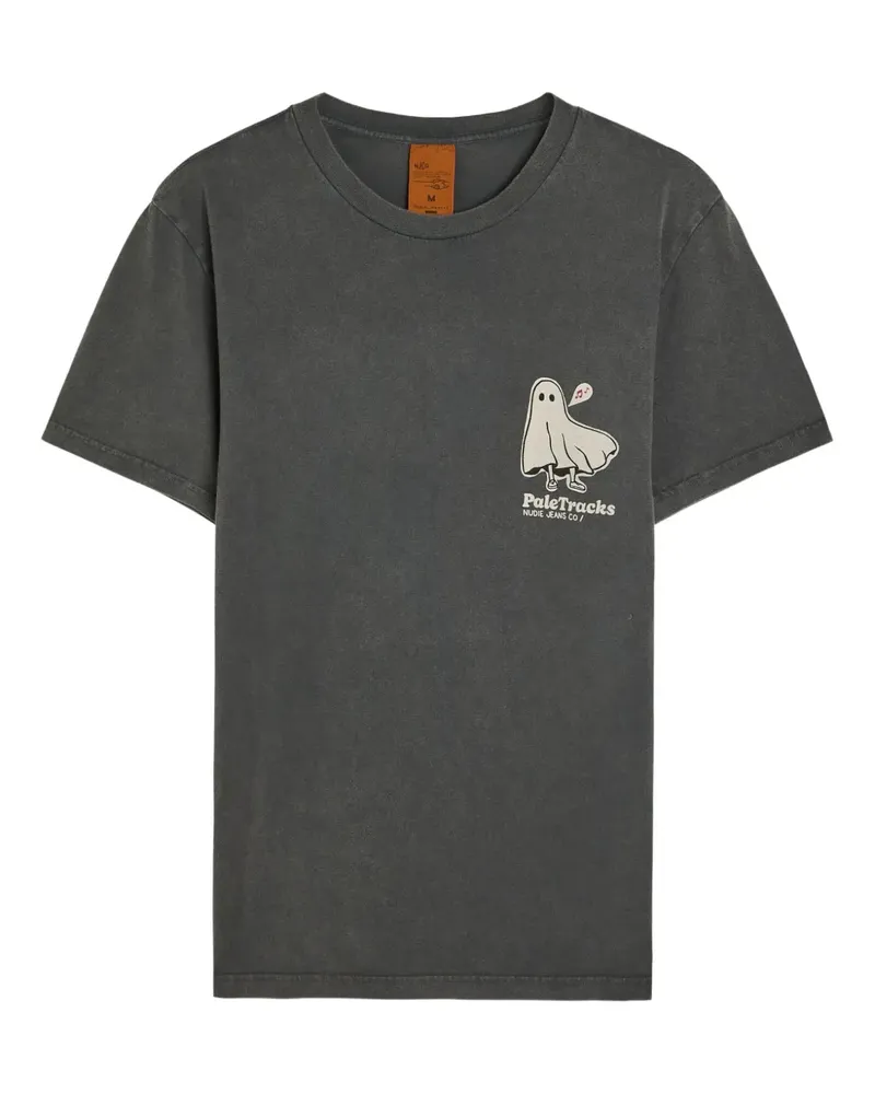 Nudie Jeans Roy T-Shirt mit Geister-Print - Grau Grau