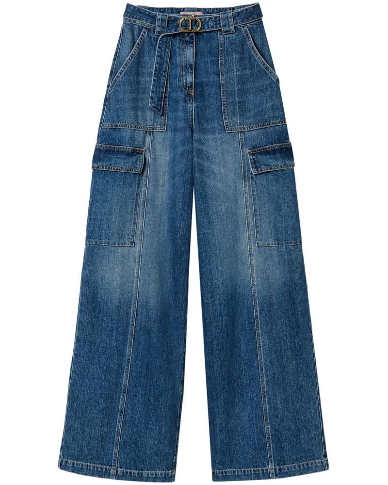 Twin-Set Jeans mit hohem Bund - Blau Blau