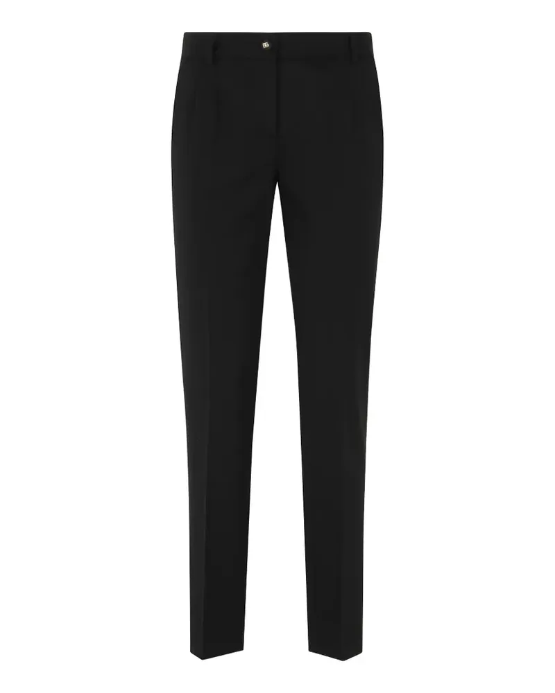 Dolce & Gabbana Klassische Hose mit Logo-Schild - Schwarz Schwarz