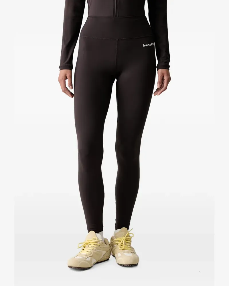 SPORTY & RICH Serif logo-print leggings - Schwarz Schwarz