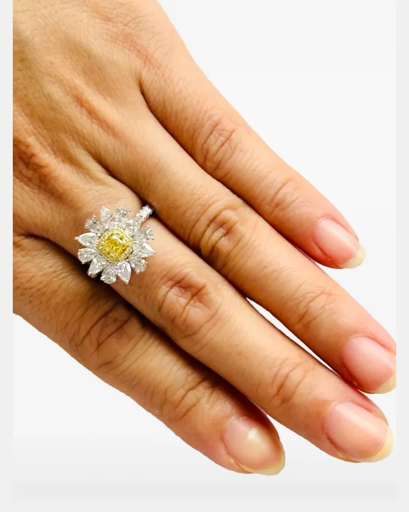 HYT Jewelry 18kt Gelb- und Weißgoldring mit Diamant - Silber Silber