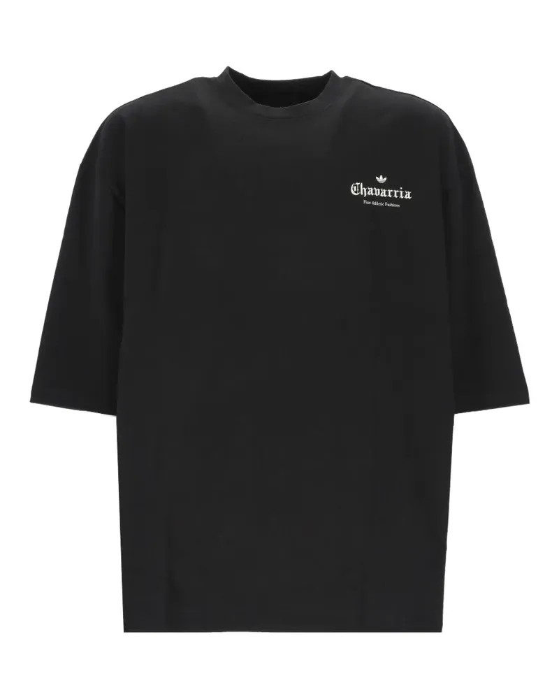 adidas x Willy Chavarria logo-print rose-graphic T-shirt - Schwarz Schwarz