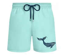 Badeshorts mit Wal-Stickerei - Blau