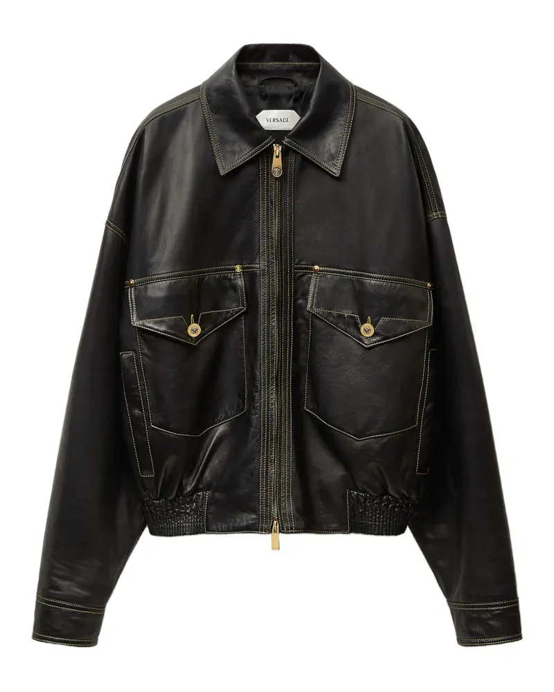 Versace Blousonjacke aus Nappaleder - Schwarz Schwarz