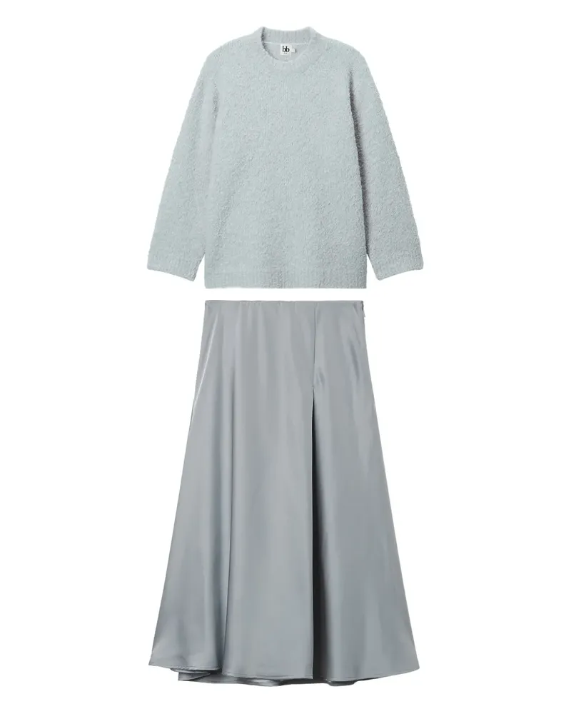b+ab crew-neck sweater and midi skirt - Grau Grau