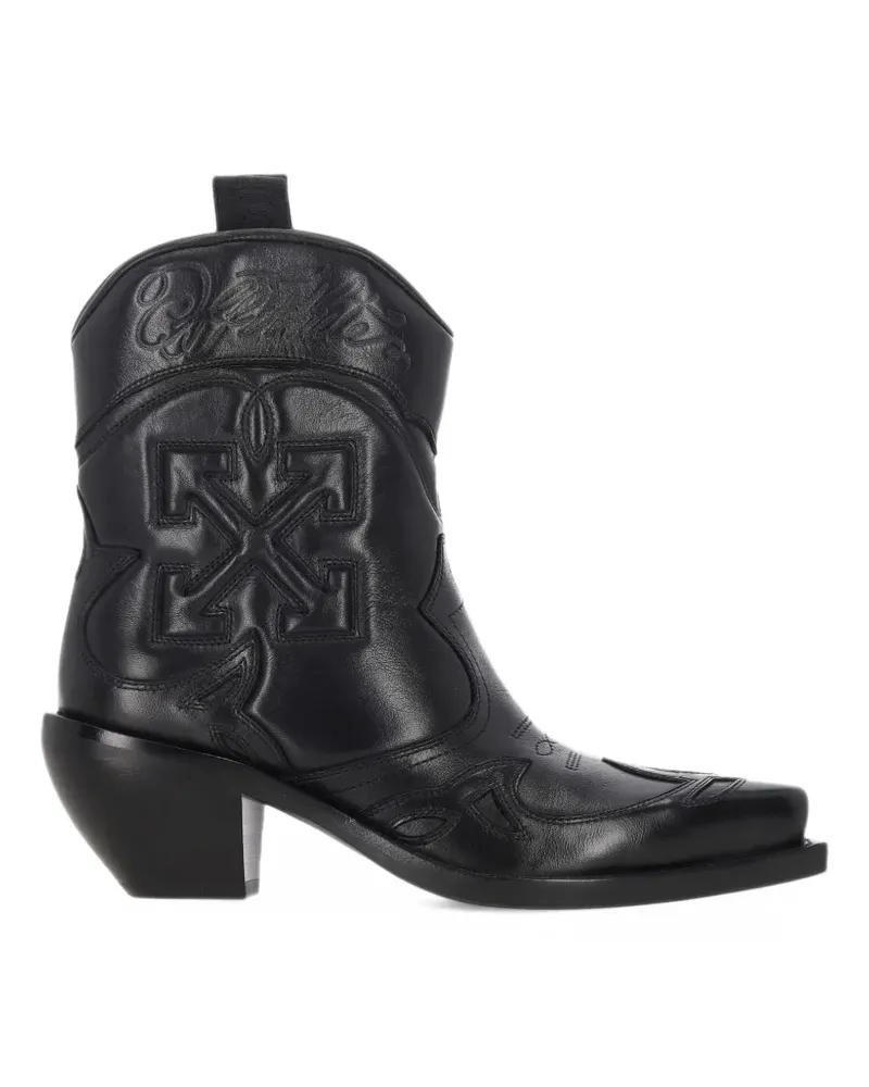 OFF-WHITE Lederstiefel mit Arrows-Motiv-Stickerei - Schwarz Schwarz