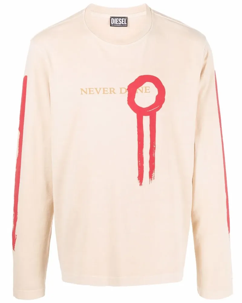 Diesel T-Shirt mit "Never Done"-Print - Nude Nude