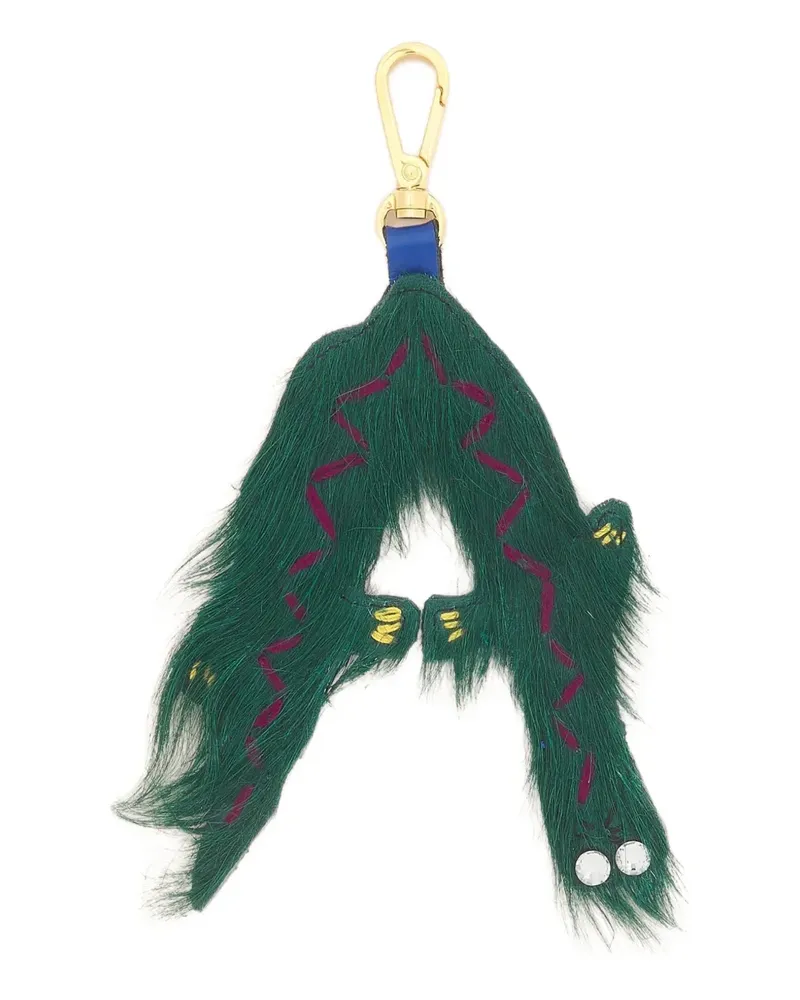 Marni animal-alphabet charm keyring - Grün Grün