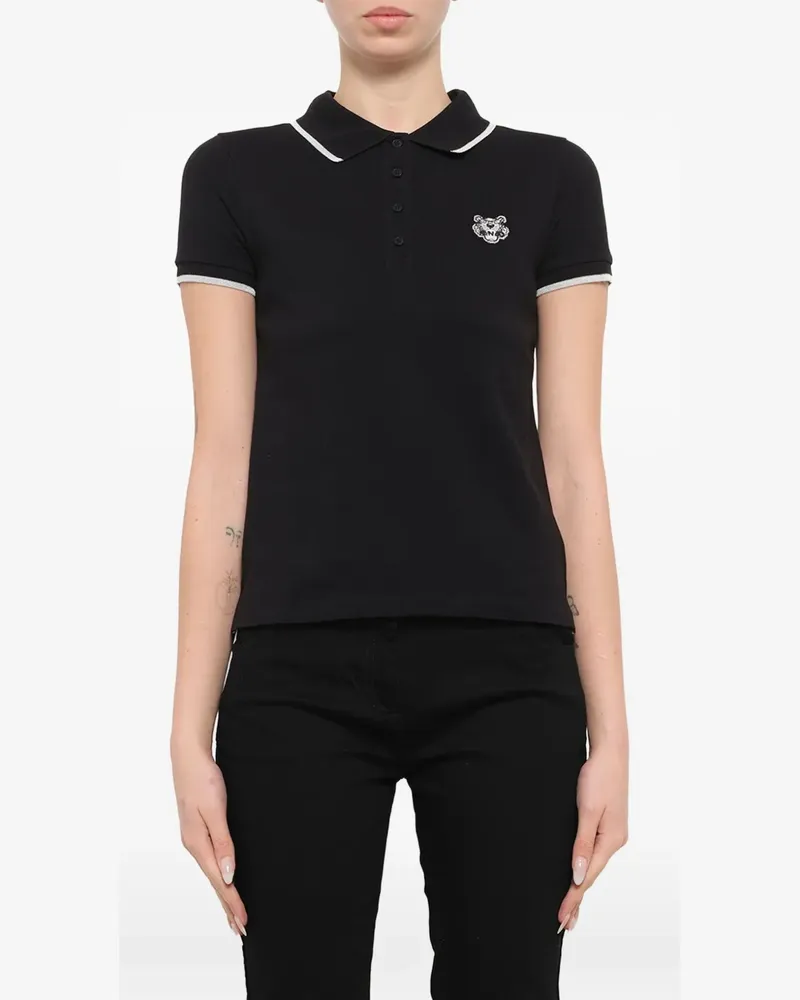 Kenzo Poloshirt mit Tiger-Patch - Schwarz Schwarz