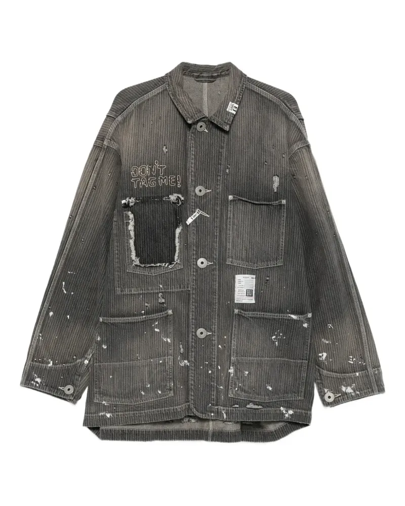 MIHARAYASUHIRO stripe denim jacket - Schwarz Schwarz