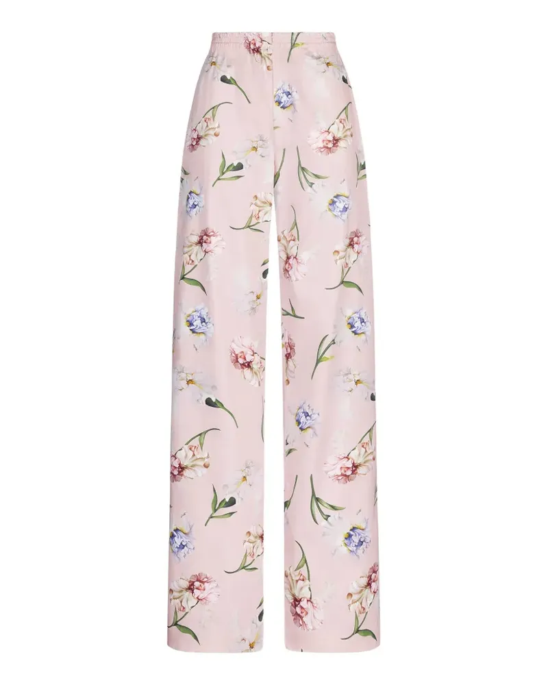 Oscar de la Renta Popeline-Hose mit Blumenprint - Rosa Rosa
