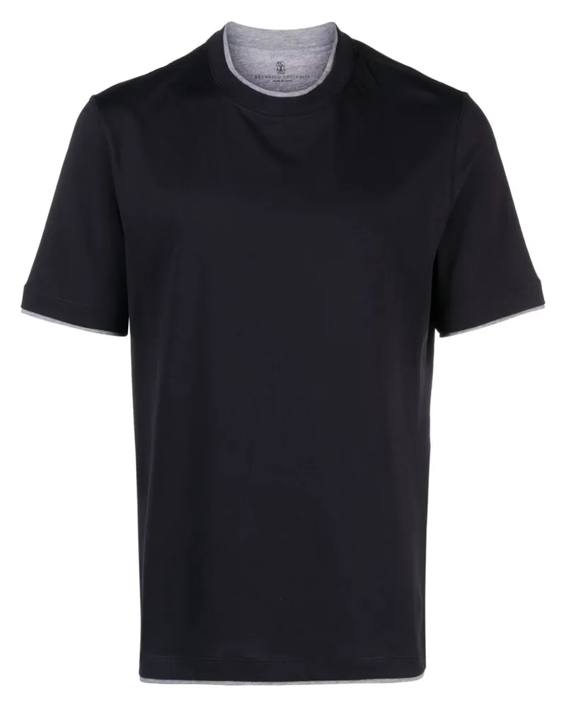 Brunello Cucinelli T-Shirt im Layering-Look - Blau Blau