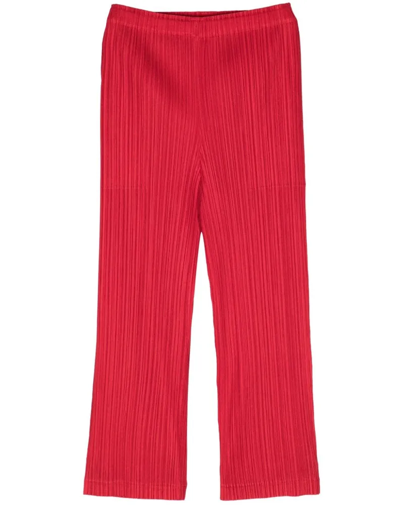 Issey Miyake Thicker Straight-Leg-Hose mit Falten Rot