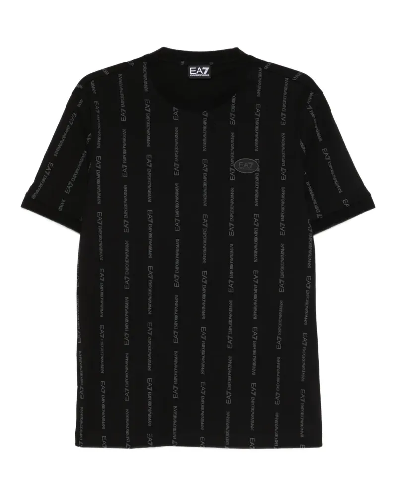 EA7 T-Shirt mit Logo-Muster - Schwarz Schwarz