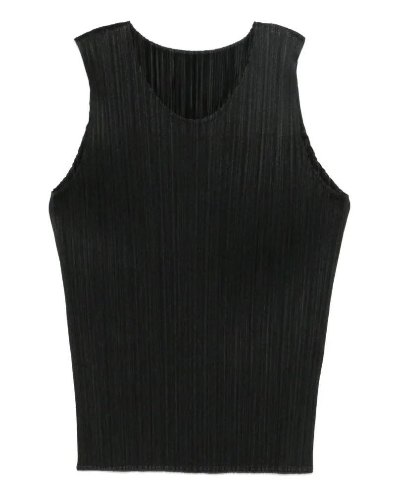Issey Miyake Geripptes Top - Schwarz Schwarz