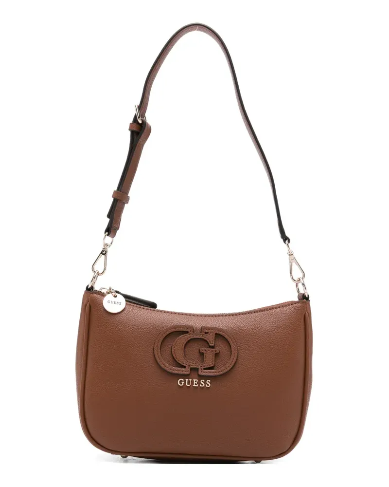 Guess Isola Schultertasche mit Logo-Schild - Braun Braun