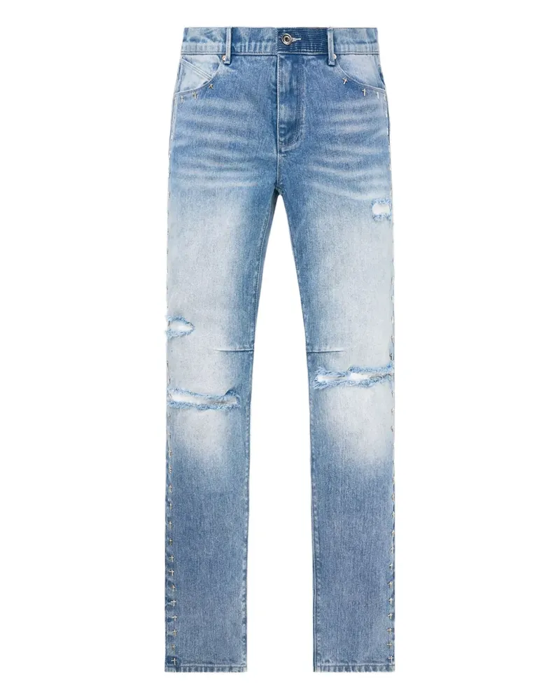 RTA Bryant Skinny-Jeans mit Kreuzprint - Blau Blau