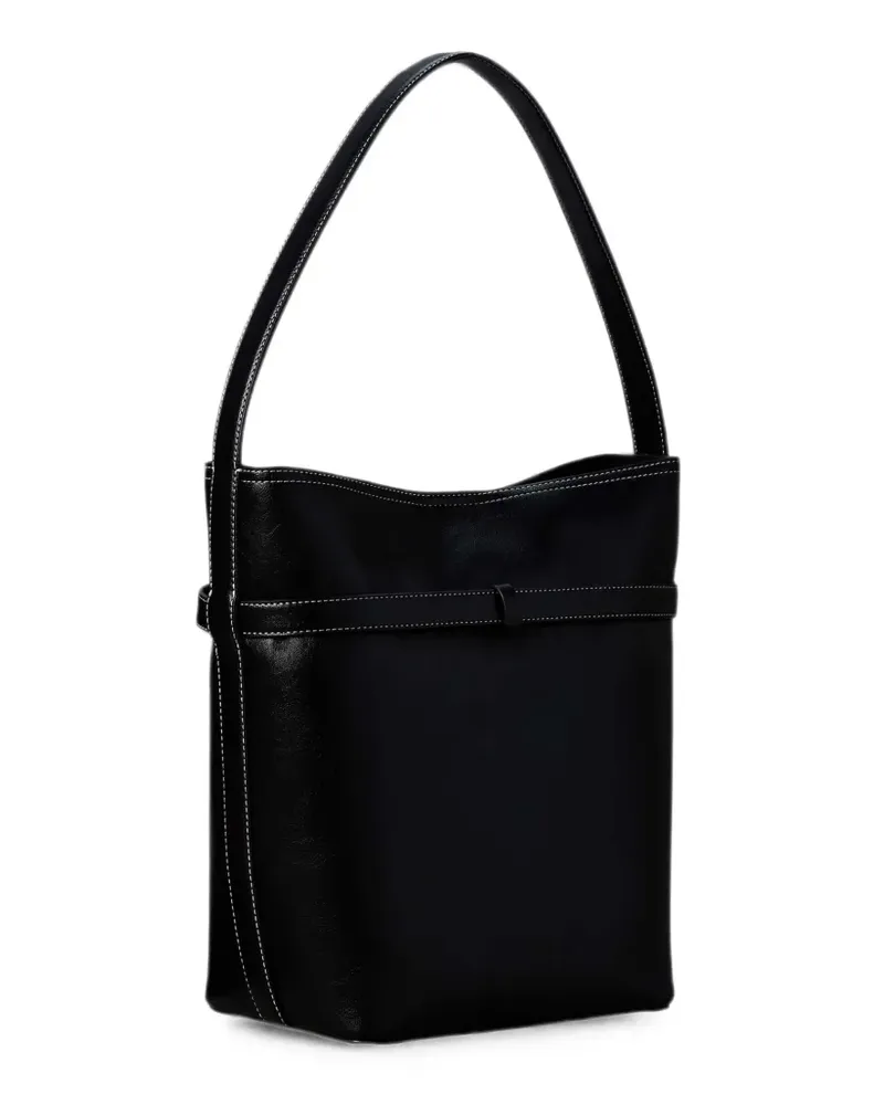 Calvin Klein contrast-stitch buckle-detail bucket bag - Schwarz Schwarz