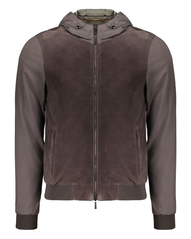 MOORER Bomberjacke mit Kontrasteinsätzen - Braun Braun