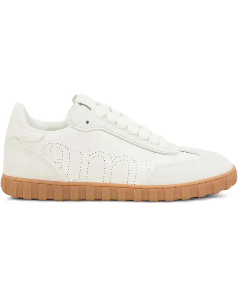 AMI Paris Step Sneakers mit perforiertem Logo - Weiß Weiß