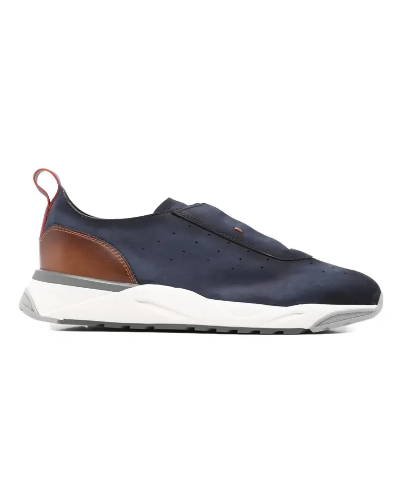 Santoni suede panelled sneakers - Blau Blau