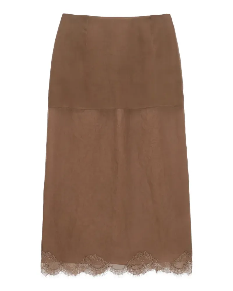 Carven lace-trimmed midi skirt - Braun Braun