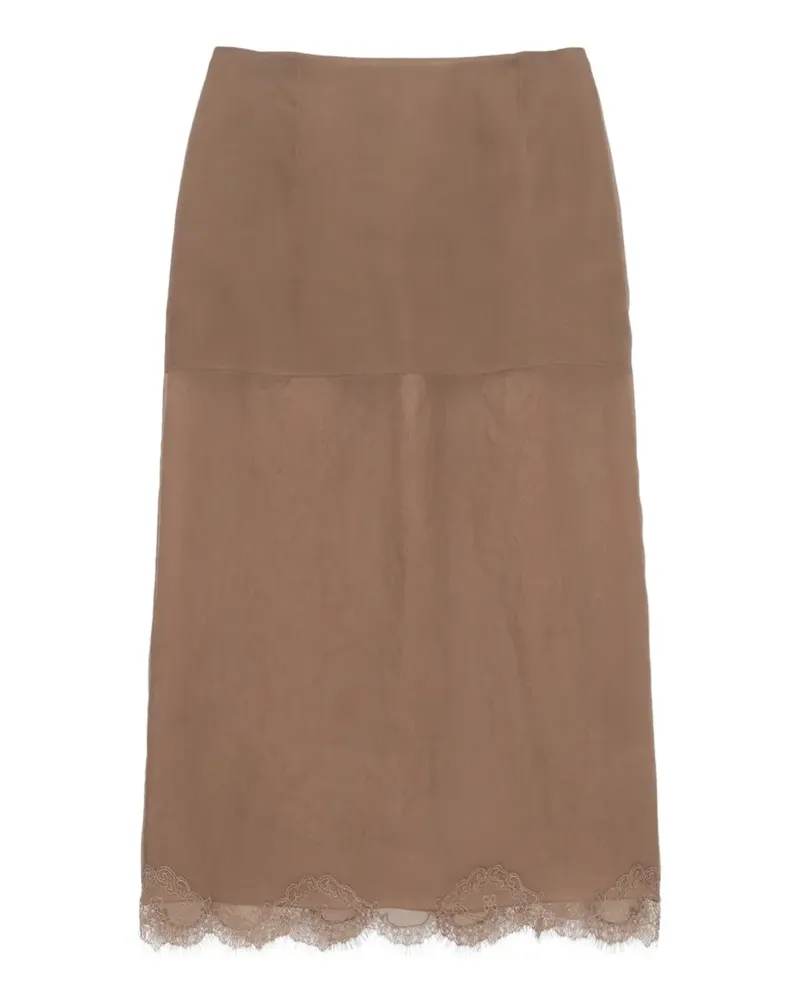 Carven Midirock mit Spitzensaum - Braun Braun