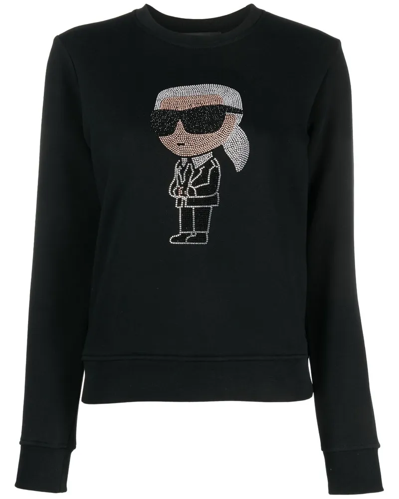 Karl Lagerfeld Ikon Sweatshirt mit Strassverzierung - Schwarz Schwarz