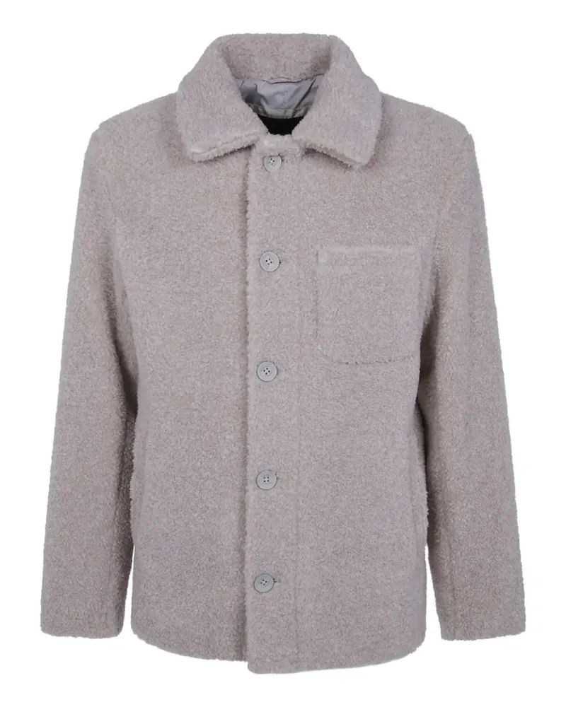 Herno bouclé-texture button-up shirt jacket - Nude Nude