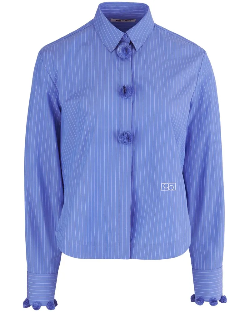 Ports 1961 Charming Hemd mit Pompons - Blau Blau