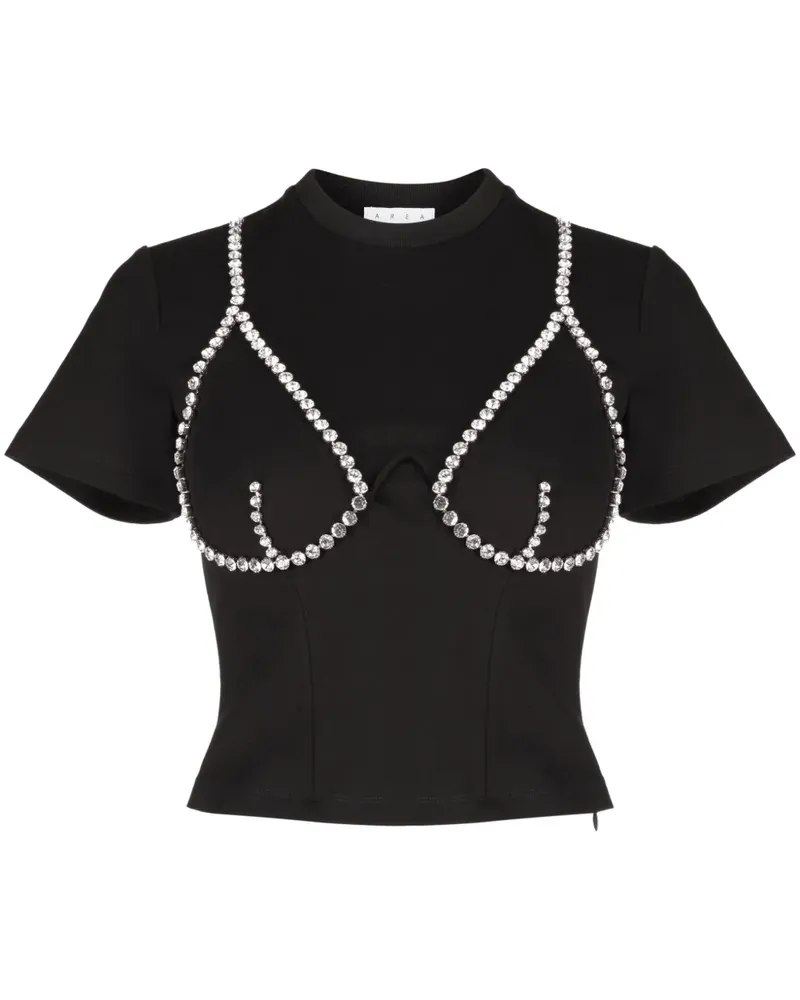 Area T-Shirt mit Kristallen - Schwarz Schwarz