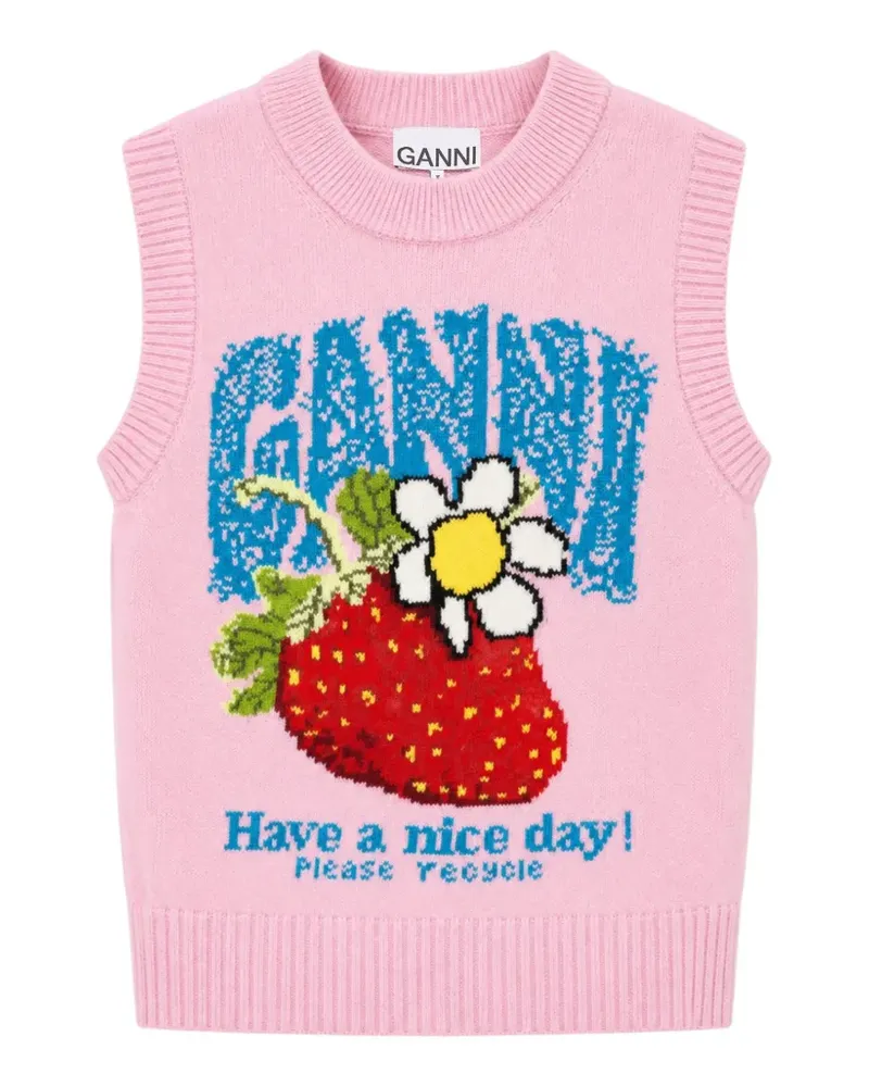 Ganni vest with strawberry - Rosa Rosa